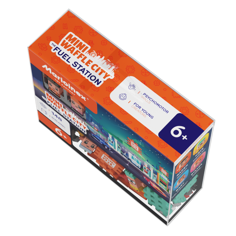 Marioinex, Mini Waffle, City, Stacja Paliw, klocki konstrukcyjne, 148 elementów