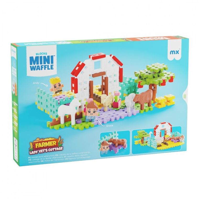 Marioinex, Mini Waffle, Farmer, Domek Pani Weterynarz, klocki konstrukcyjne, 110 elementów