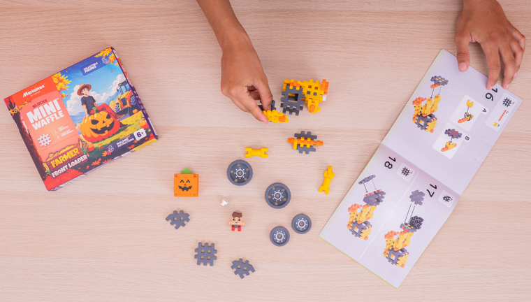 Marioinex, Mini Waffle, Farmer, Koparka, klocki konstrukcyjne, 50 elementów