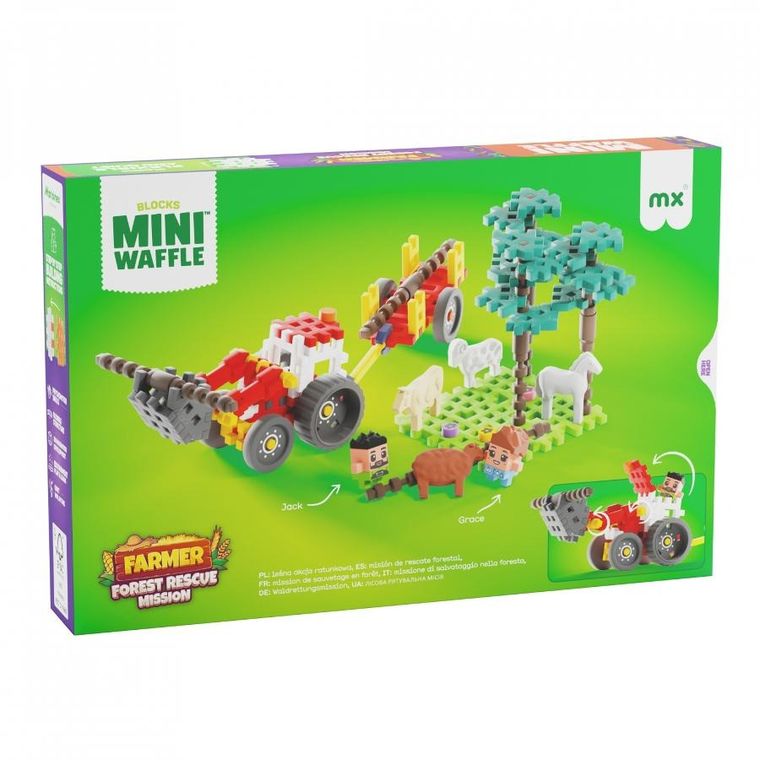 Marioinex, Mini Waffle, Farmer, Leśna akcja ratunkowa, klocki konstrukcyjne, 100 elementów