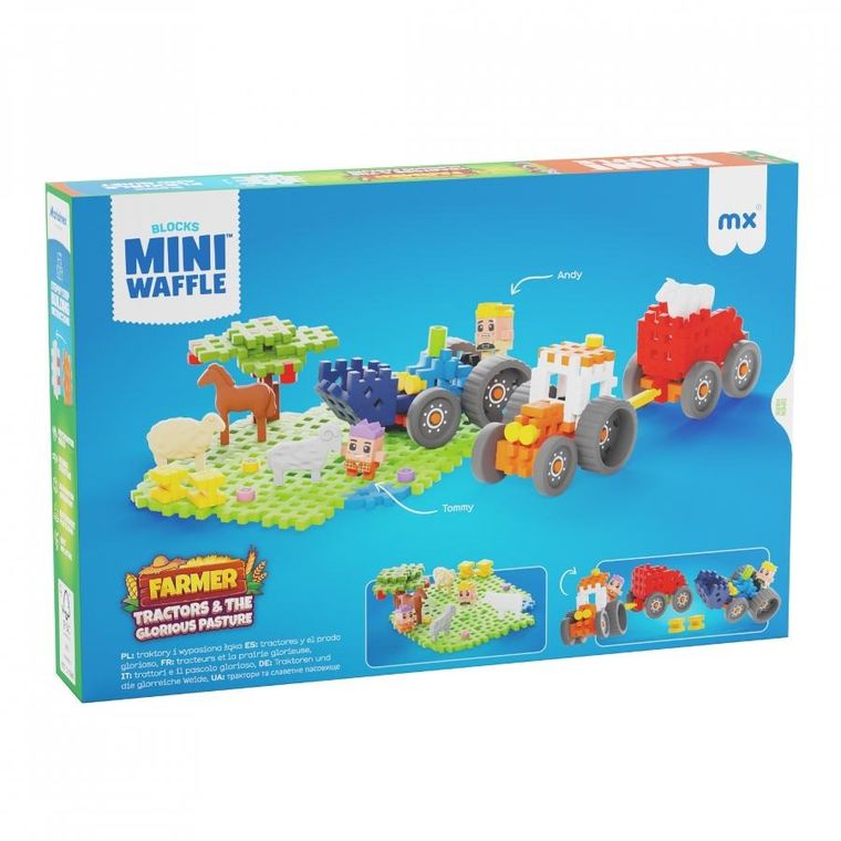 Marioinex, Mini Waffle, Farmer, Traktory i wypasiona łąka, klocki konstrukcyjne, 110 elementów