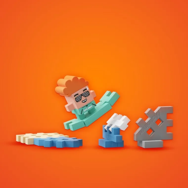 Marioinex, Mini Waffle, Saszetka niespodzianka, klocki konstrukcyjne, 15 elementów