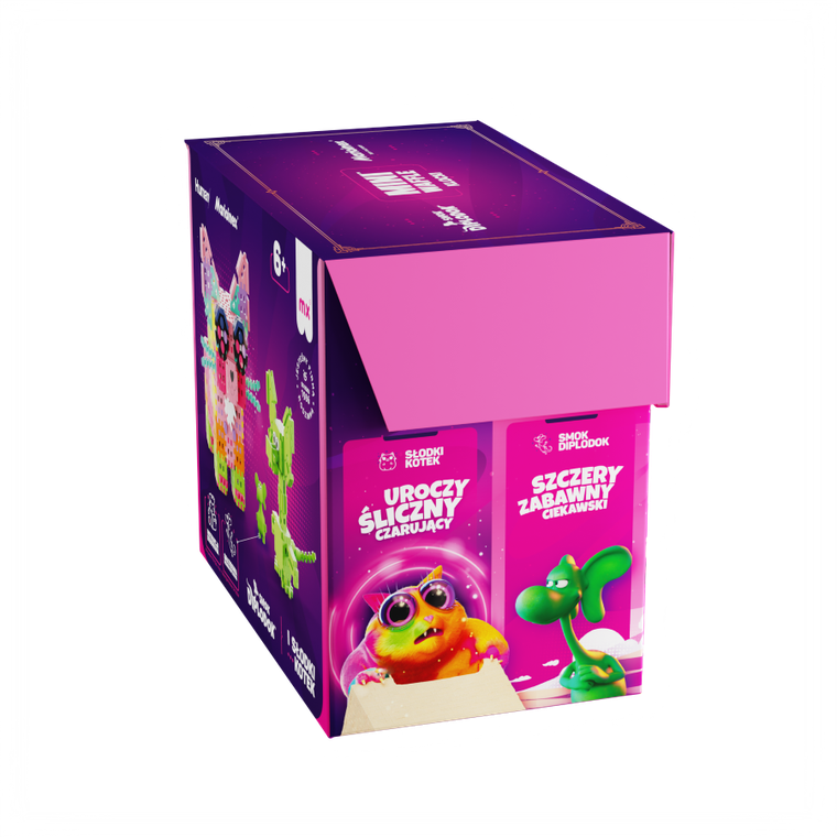 Marioinex, Mini Waffle, Smok Diplodok i Kotek, klocki konstrukcyjne, 280 elementów