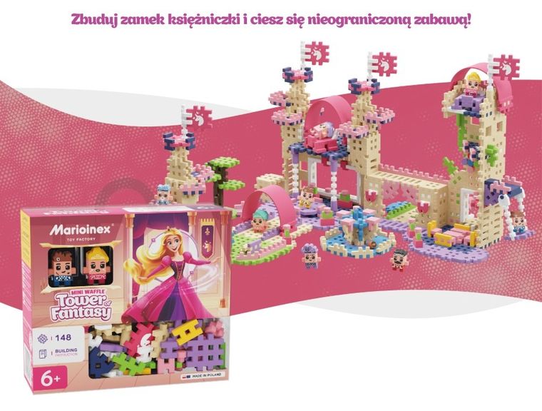 Marioinex, Mini Waffle, Wieża Fantazji, klocki konstrukcyjne, 148 elementów