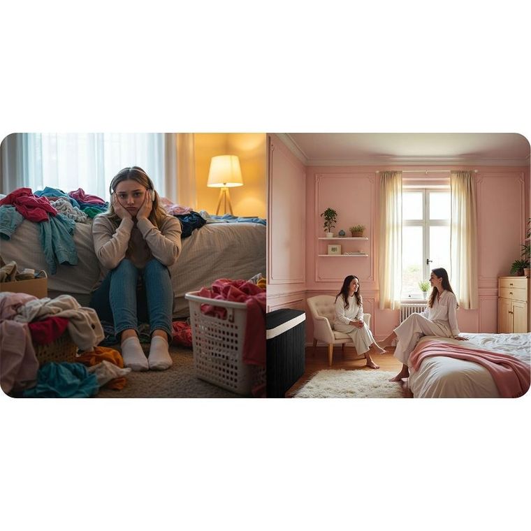 Massido, bambusowy kosz na pranie z pokrywą, 100l