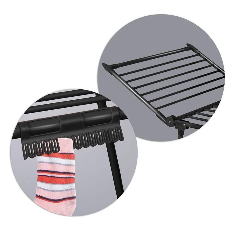 Massido, Debora, suszarka na pranie, rozkładana, czarna