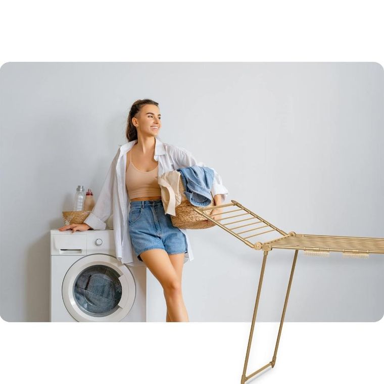 Massido, Debora, suszarka na pranie stojąca, rozkładana, złota, 19 mb