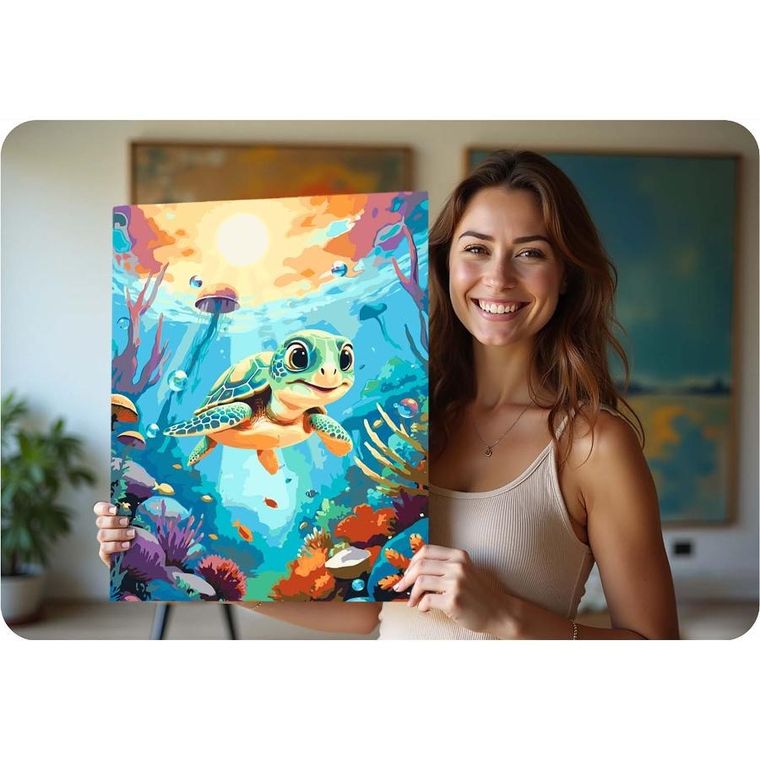 Massido, malowanie po numerach, żółwik, 40-50 cm