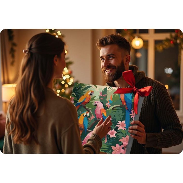 Massido, obraz do malowania po numerach, Papugi, 40-50 cm