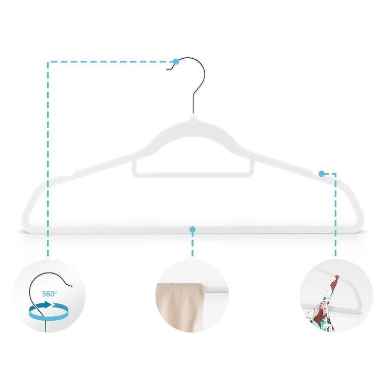 Massido, Welurowe wieszaki na ubrania, 20 szt., MS-859