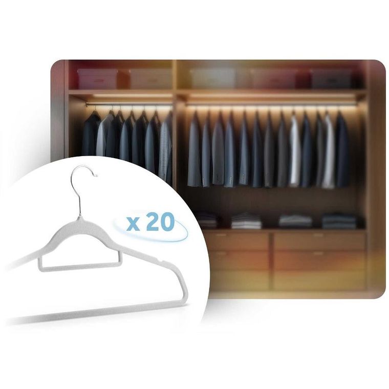 Massido, Welurowe wieszaki na ubrania, 20 szt., MS-859