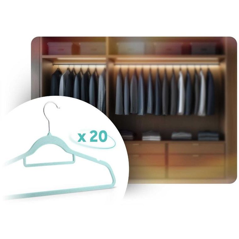 Massido, Welurowe wieszaki na ubrania, 20 szt., MS-859