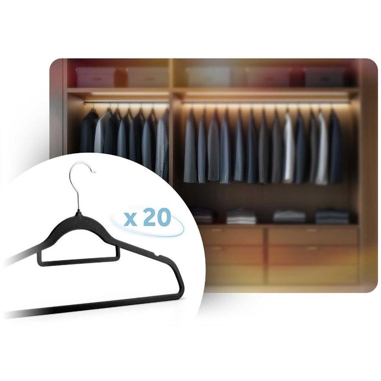 Massido, Welurowe wieszaki na ubrania, 20 szt., MS-859