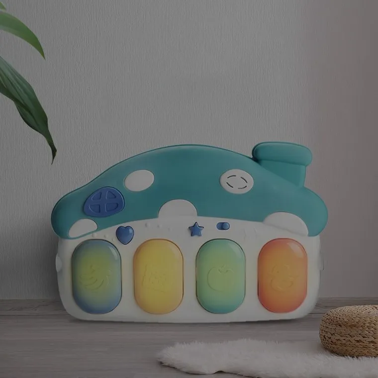 Mata edukacyjna dla niemowląt z pianinem, zielona