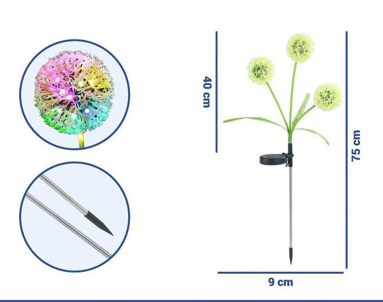 Maximex, lampki ogrodowe solarne, dmuchawce LED, 75 cm, 2 szt.