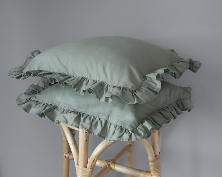 Mayamoo, pościel 3-częściowa z falbaną, miętowa, 160-200 cm