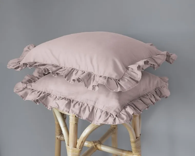 Mayamoo, pościel 3-częściowa z falbaną, różowa, 160-200 cm