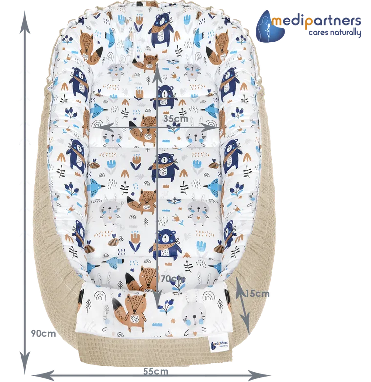 Medi Partners, Boho Animals, gniazdo niemowlęce, kokon, wafel, beżowy