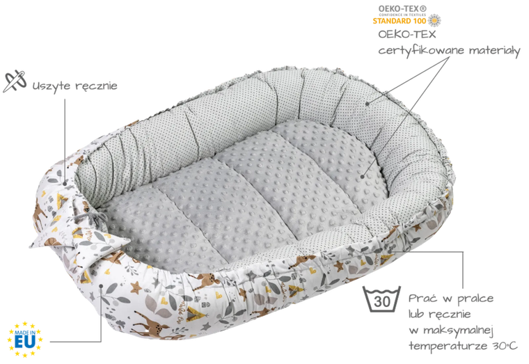 Medi Partners, Jelonki, gniazdo niemowlęce, kokon w zestawie, szary