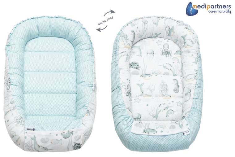 Medi Partners, Ocean, gniazdo niemowlęce, kokon w zestawie, miętowy