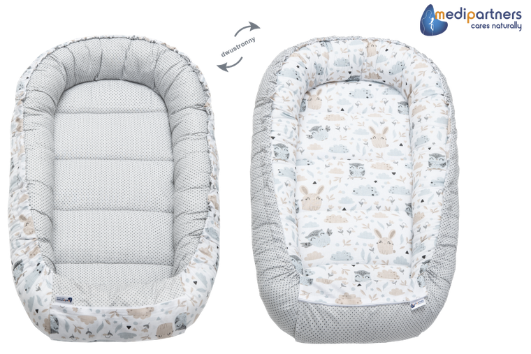 Medi Partners, Polana, kokon, gniazdo niemowlęce w zestawie, szary