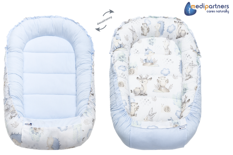 Medi Partners, Sarny, Jeż, gniazdo niemowlęce, kokon w zestawie, błękitny