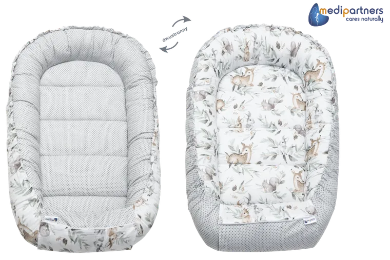Medi Partners, Sarny, Liście, gniazdo niemowlęce, kokon w zestawie, szary