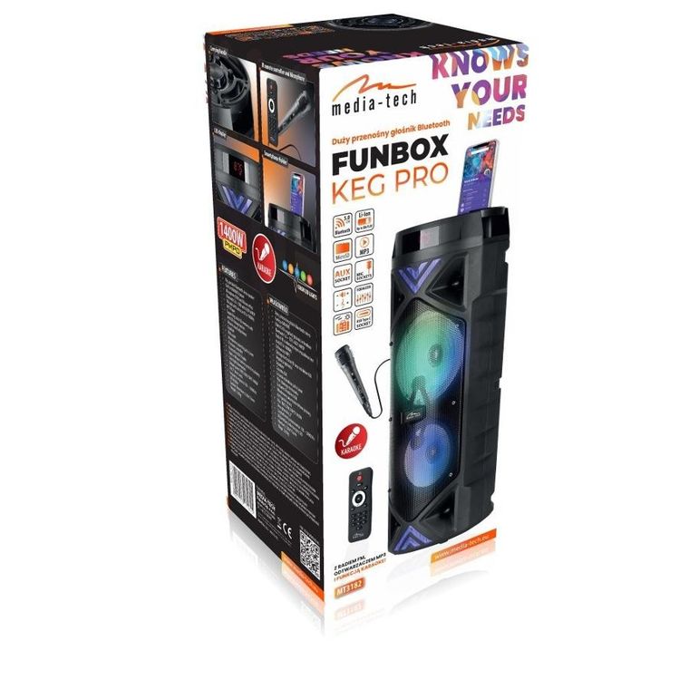 Media-Tech, Funbox Keg Pro MT3182, głośnik Bluetooth, czarny