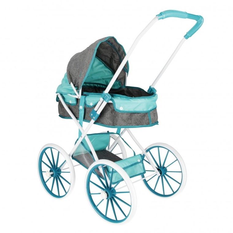 Mega Creative, metalowy wózek dla lalek głęboki, szary