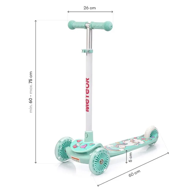 Meteor, Funny, hulajnoga 3-kołowa, miętowa