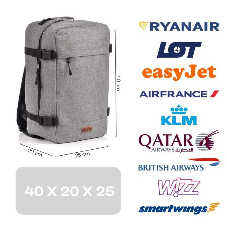 Meteor, Hermod, plecak podróżny, bagaż podręczny do samolotu, szary melanż, 20l