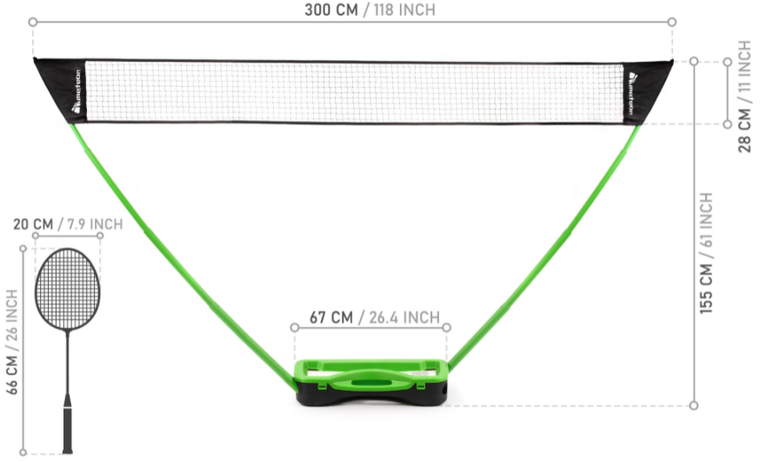 Meteor, Serve, zestaw do badmintona w walizce, miętowy
