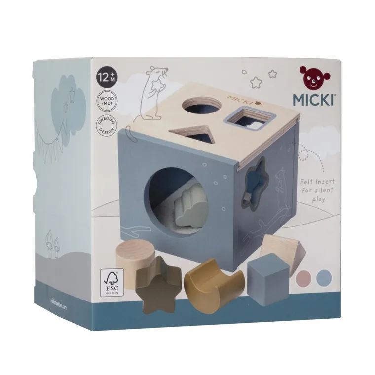 Micki, sorter drewniany, niebieski