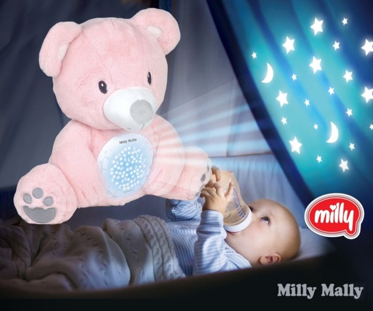 Milly Mally, Milly Bear, zabawka pluszowa z projektorem, Pink