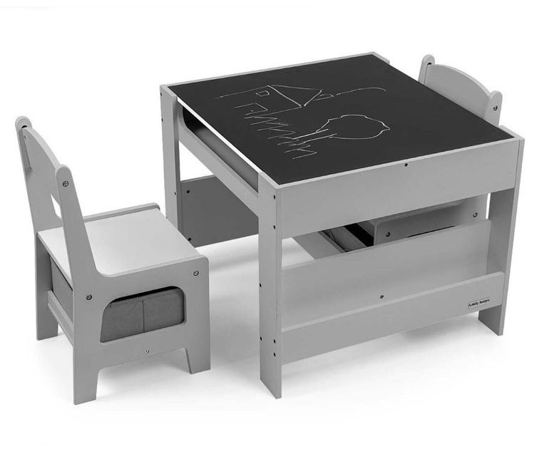 Milly Mally, Sven, stolik i dwa krzesełka, szare