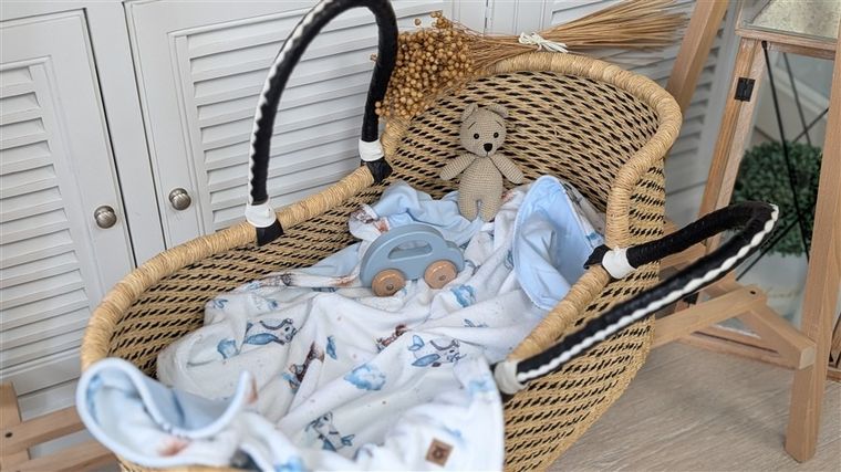 MimiNu, NewMinky, kocyk, misie błękit + baby blue, 70-100 cm
