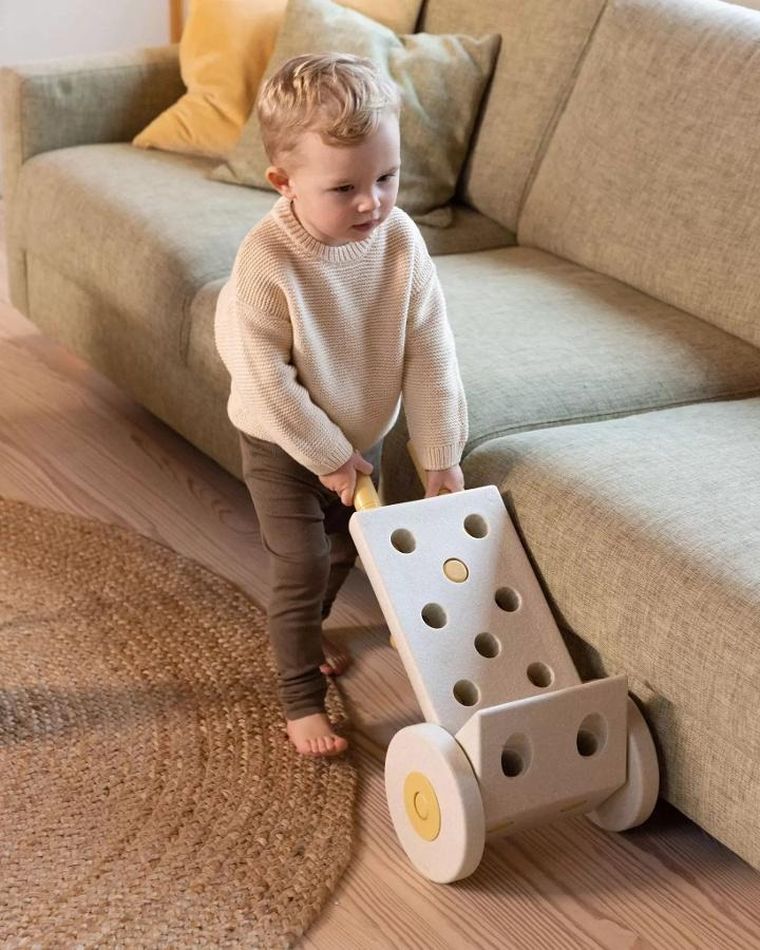 Modu, Dreamer Set, kreatywne klocki rozwijające motorykę dużą, z funkcją jeździka, Sand Grey/Honey Yellow