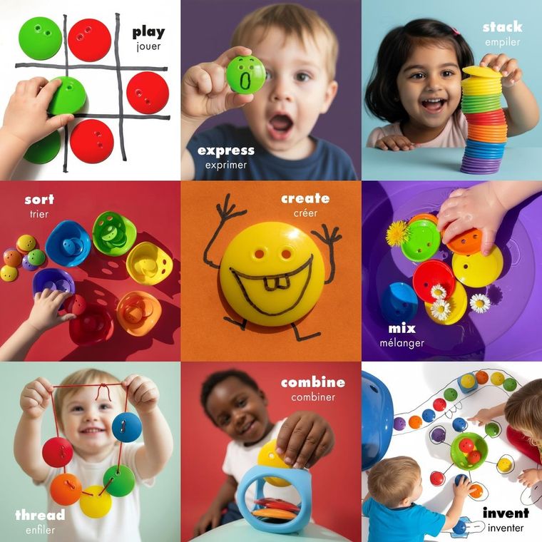 Moluk, Bilibo Dots, kolorowe żetony do kreatywnej zabawy, 36 szt.