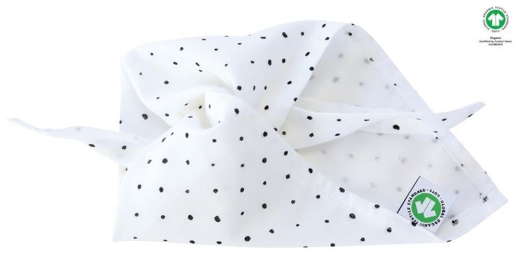 Motherhood, ECO Kropeczki Czarne, chusteczka muślinowa na główkę, 60-30 cm