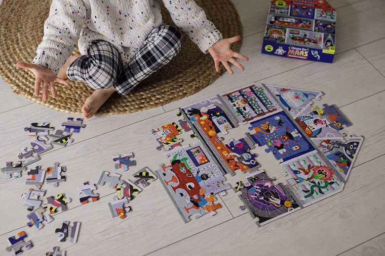 Mudpuppy, Dom na Marsie, puzzle konturowe, 100 elementów