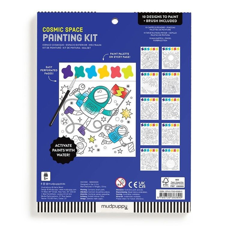 Mudpuppy, Kosmos, kolorowanka akwarelowa z pędzelkiem