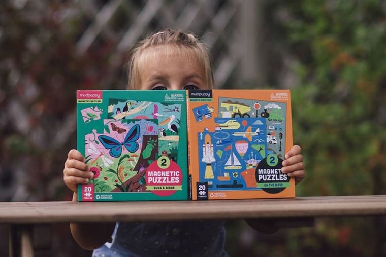 Mudpuppy, Środki transportu, puzzle magnetyczne 2w1, 20 elementów