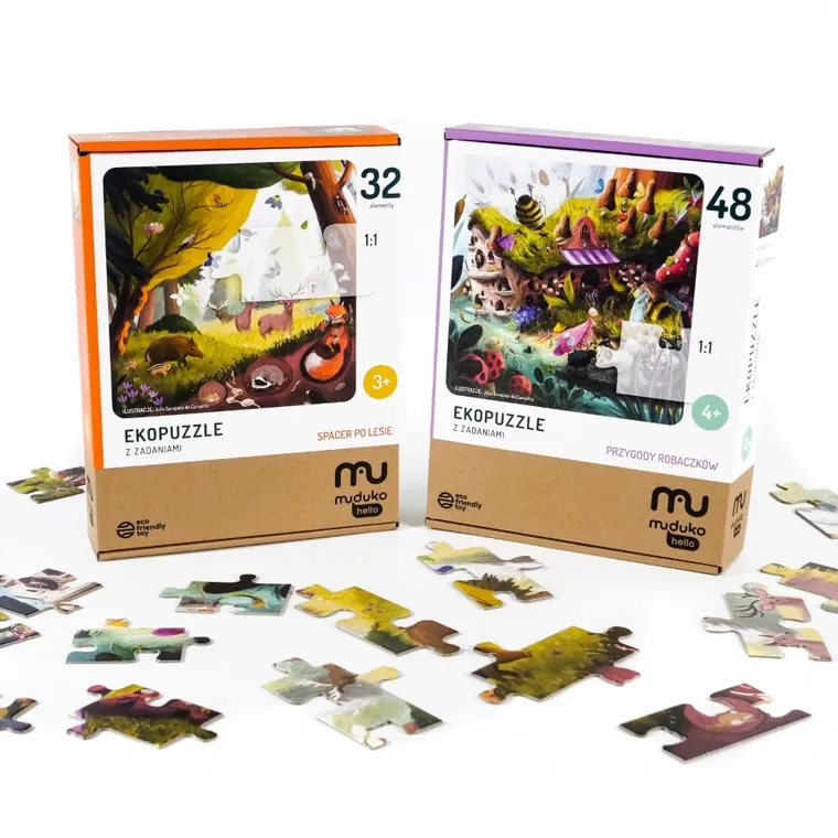Muduko, Przygody robaczków, ekopuzzle z zadaniami, 48 elementów
