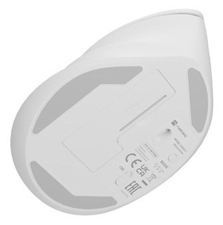 Natec, mysz bezprzewodowa, wertykalna, Crake 2, BT 5.2 + 2.4GHz, biała