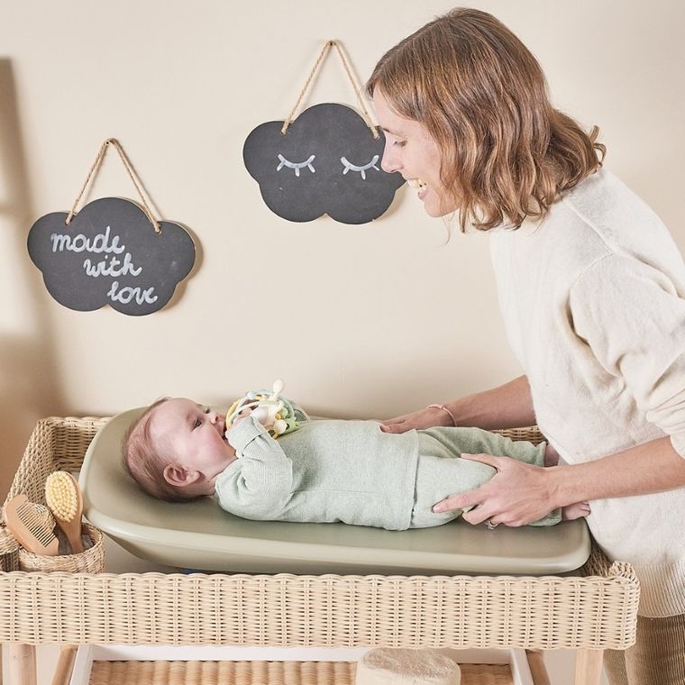 Nattou, Softy, miękka mata do przewijania, green, 50-70 cm + Aquaint, płyn antybakteryjny, 50 ml