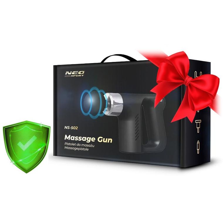 Neo-Sport, pistolet do masażu ciała, 5 nakładek, czarny