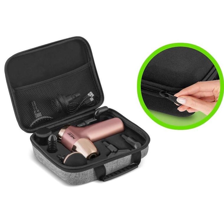 Neo-Sport, pistolet do masażu ciała, 8 nakładek, różowy, NS-500