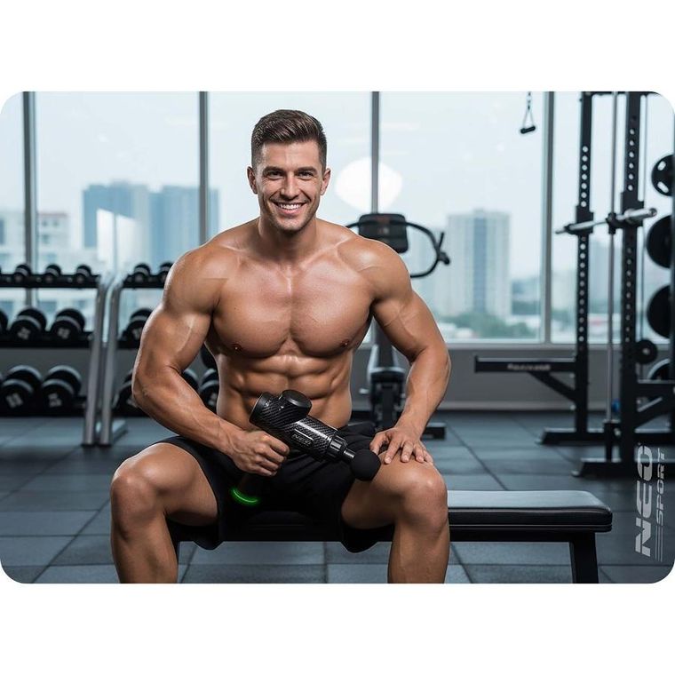 Neo-Sport, pistolet do masażu ciała, czarny, 9 nakładek, NS-503