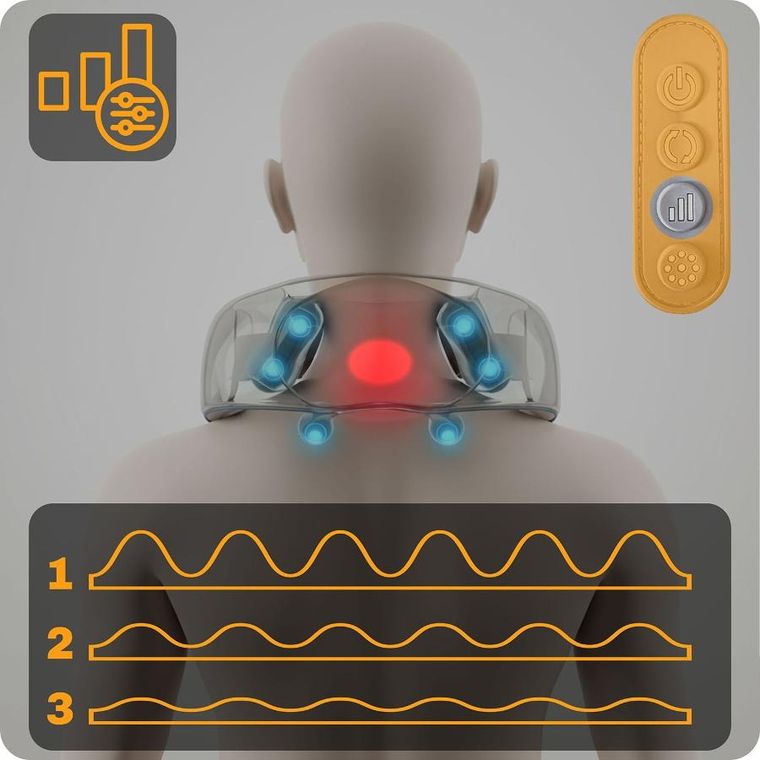 Neo-Sport, Shiatsu, masażer do szyi, karku, ogrzewany, 3 tryby, NS-505