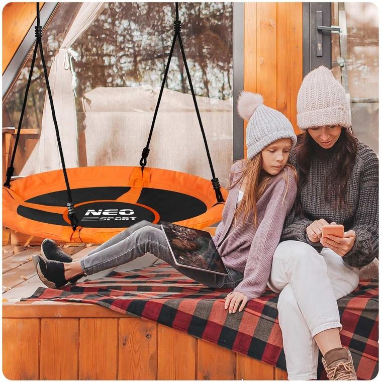 Neo-Sport, Swingo, huśtawka okrągła, bocianie gniazdo, pomarańczowa, 95 cm